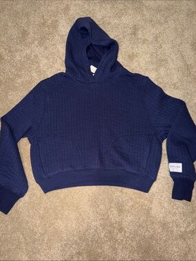 Aerie Coffee Run Cropped Hoodie in Navy